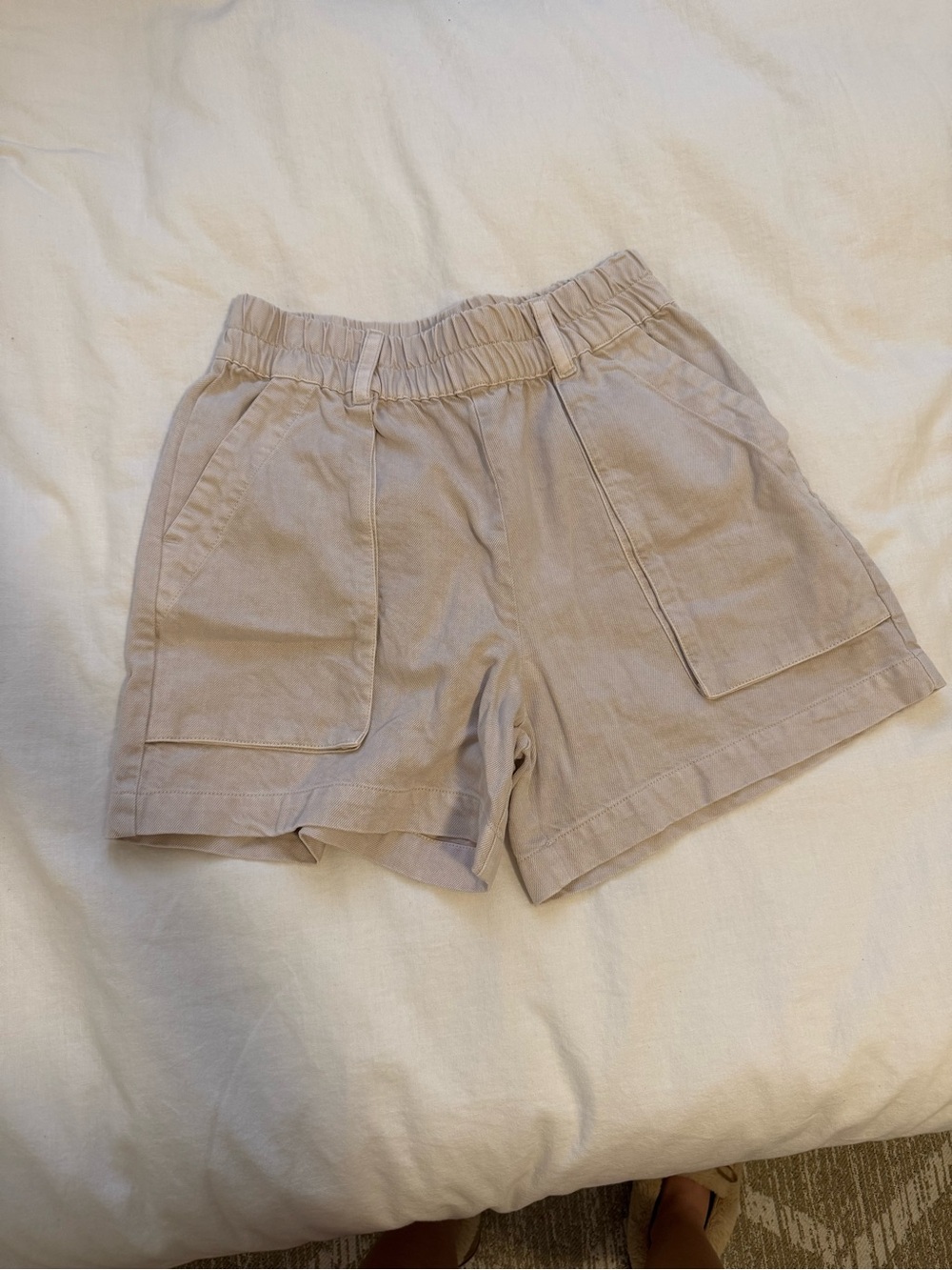 Beige High Waisted Shorts